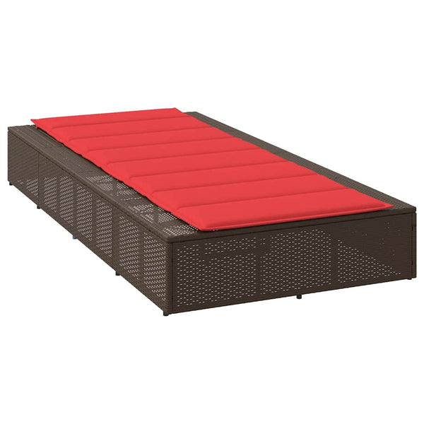 Braune Poly Rattan Sonnenliege mit Auflage