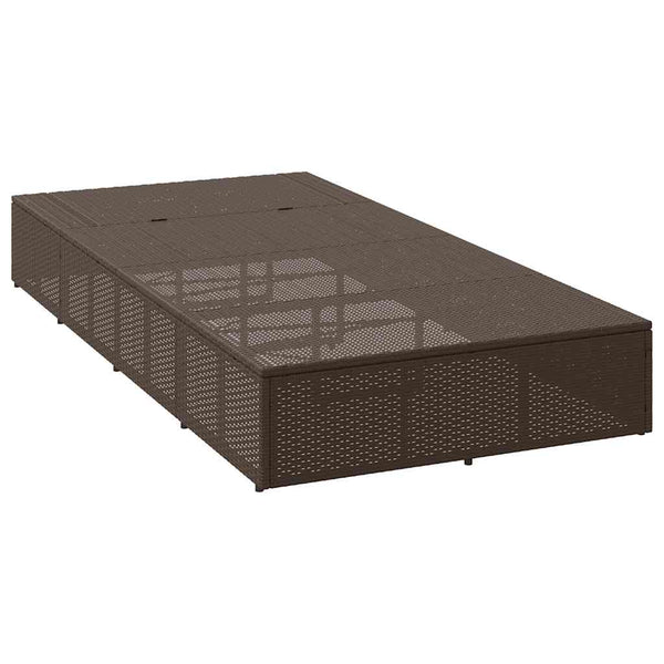 Braune Poly Rattan Sonnenliege mit Auflage
