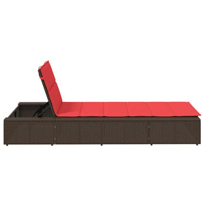 Braune Poly Rattan Sonnenliege mit Auflage