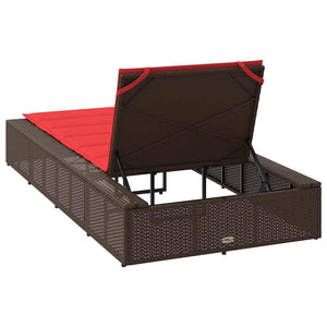 Braune Poly Rattan Sonnenliege mit Auflage