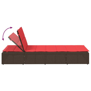 Braune Poly Rattan Sonnenliege mit Auflage