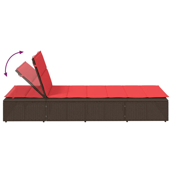 Braune Poly Rattan Sonnenliege mit Auflage