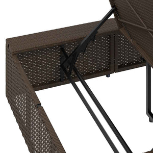 Braune Poly Rattan Sonnenliege mit Auflage