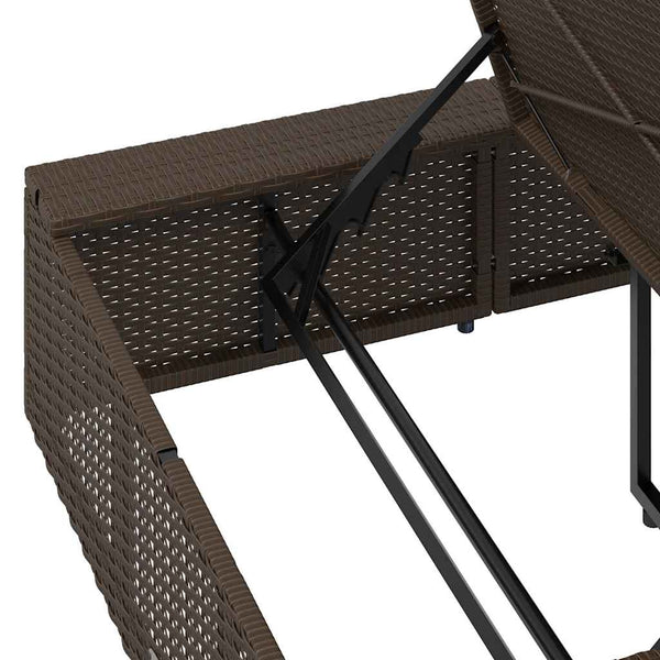 Braune Poly Rattan Sonnenliege mit Auflage