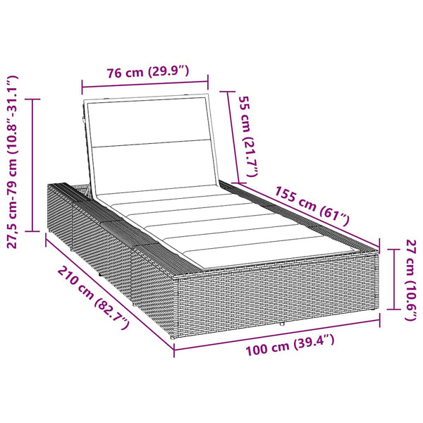 Graue Poly Rattan Sonnenliege