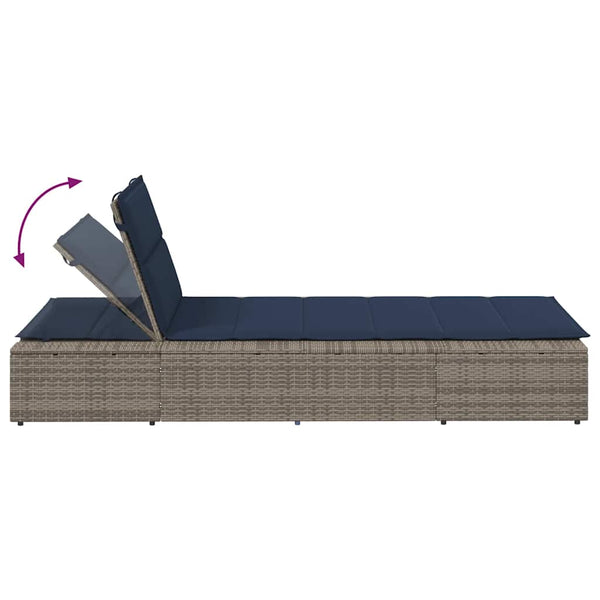 Graue Poly Rattan Sonnenliege