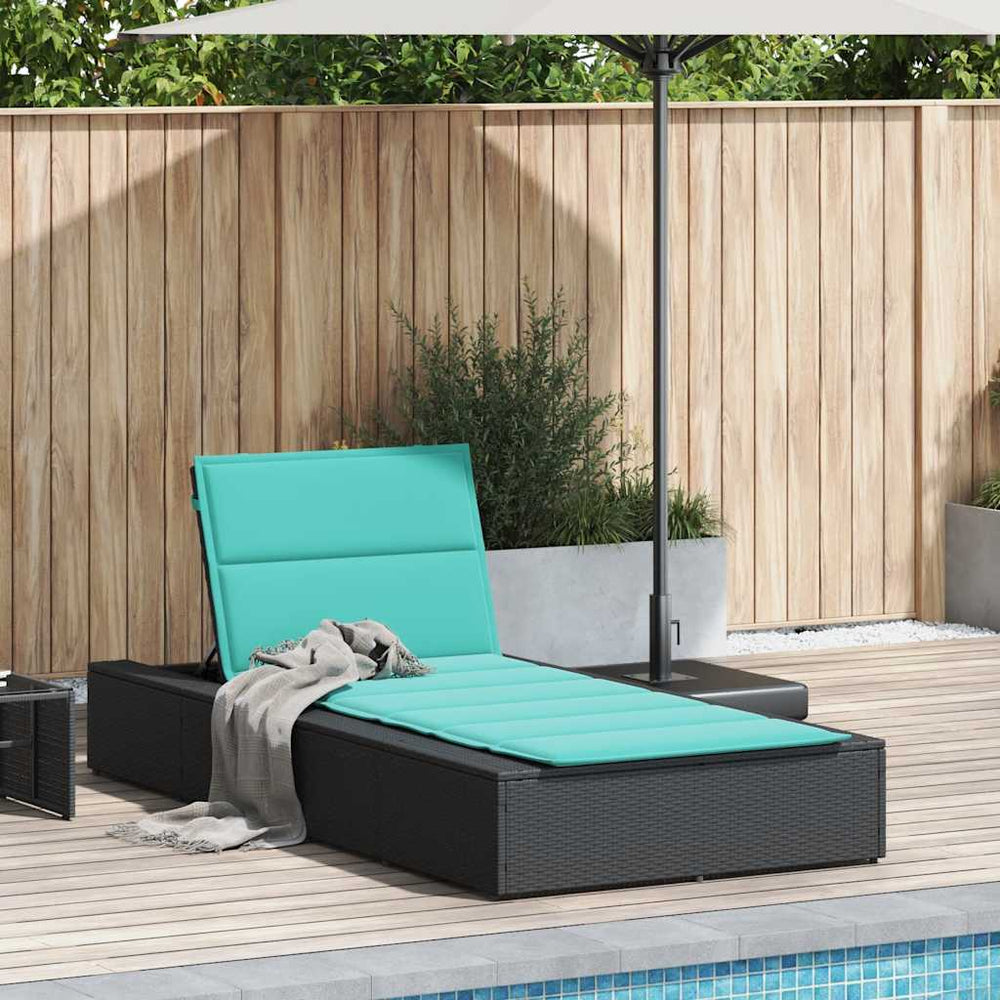 Schwebende Sonnenliege Schwarz Poly Rattan