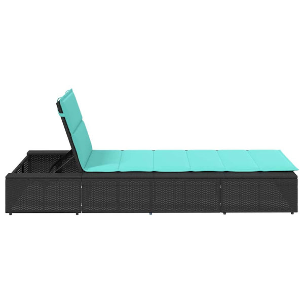 Schwebende Sonnenliege Schwarz Poly Rattan
