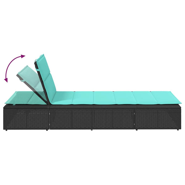 Schwebende Sonnenliege Schwarz Poly Rattan