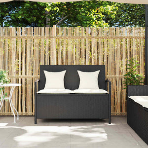 Gartenbank mit Stauraum & Kissen, Schwarz