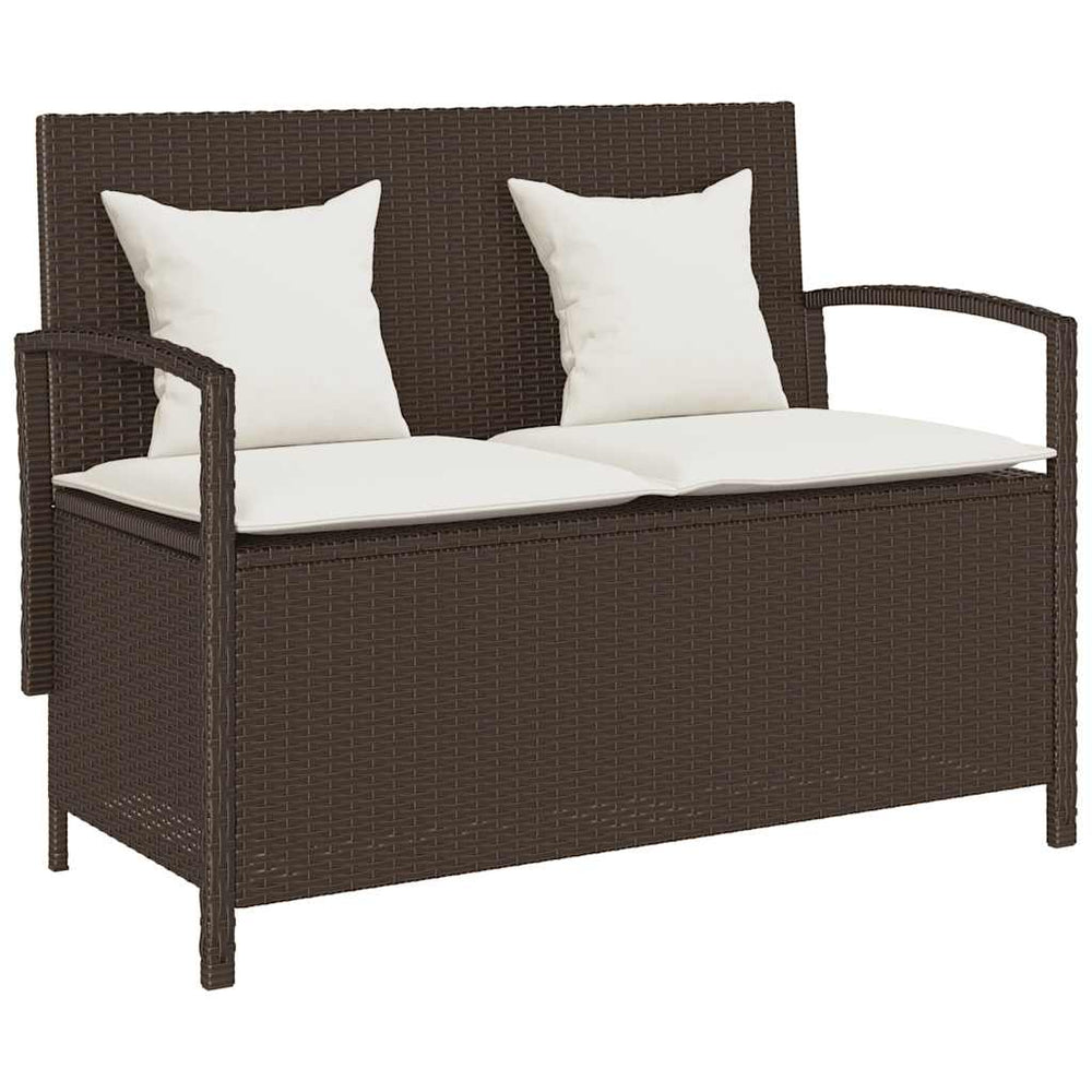 Gartenbank Braun Poly Rattan mit Stauraum