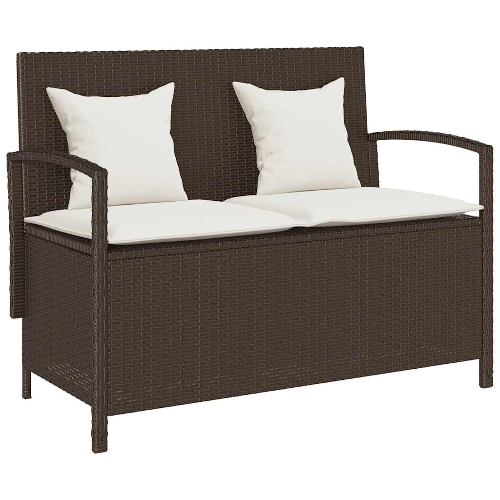 Gartenbank Braun Poly Rattan mit Stauraum