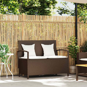 Gartenbank Braun Poly Rattan mit Stauraum
