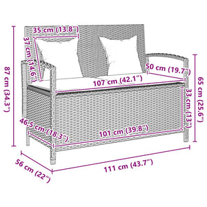 Gartenbank Braun Poly Rattan mit Stauraum