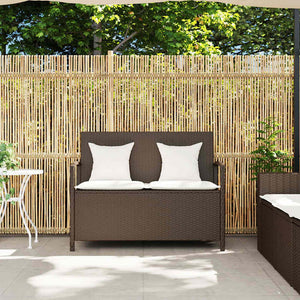 Gartenbank Braun Poly Rattan mit Stauraum