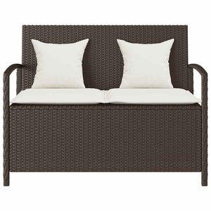 Gartenbank Braun Poly Rattan mit Stauraum