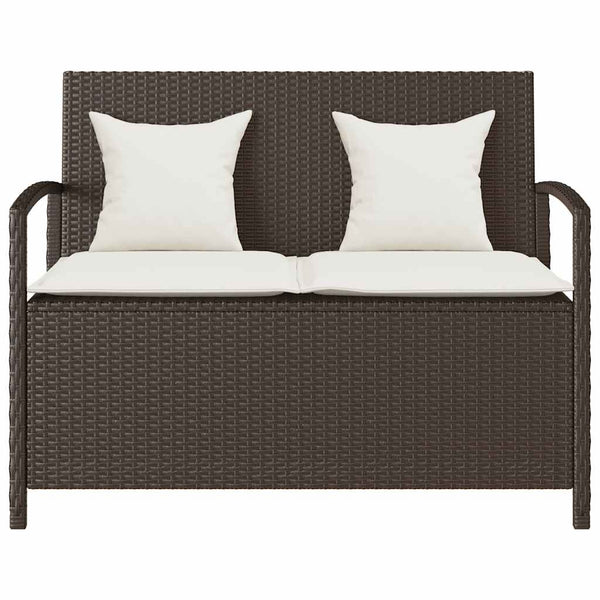 Gartenbank Braun Poly Rattan mit Stauraum