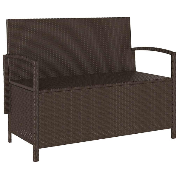 Gartenbank Braun Poly Rattan mit Stauraum