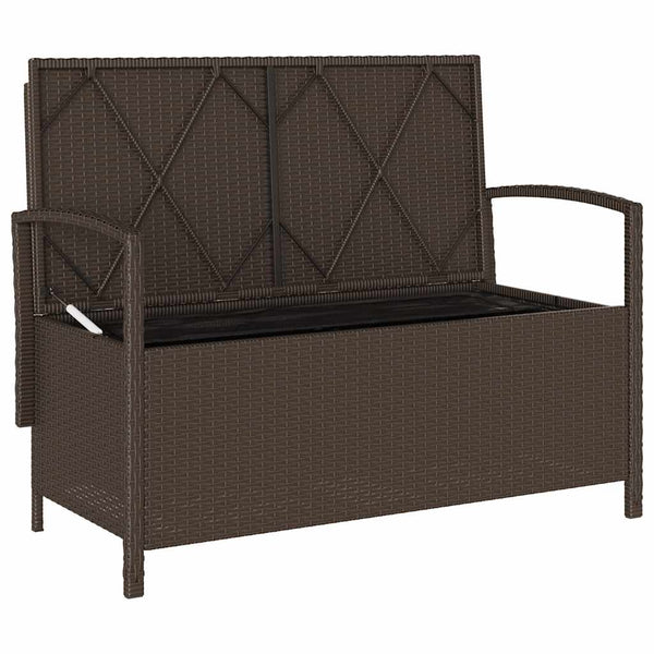 Gartenbank Braun Poly Rattan mit Stauraum