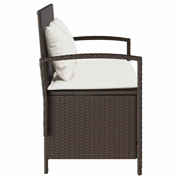 Gartenbank Braun Poly Rattan mit Stauraum