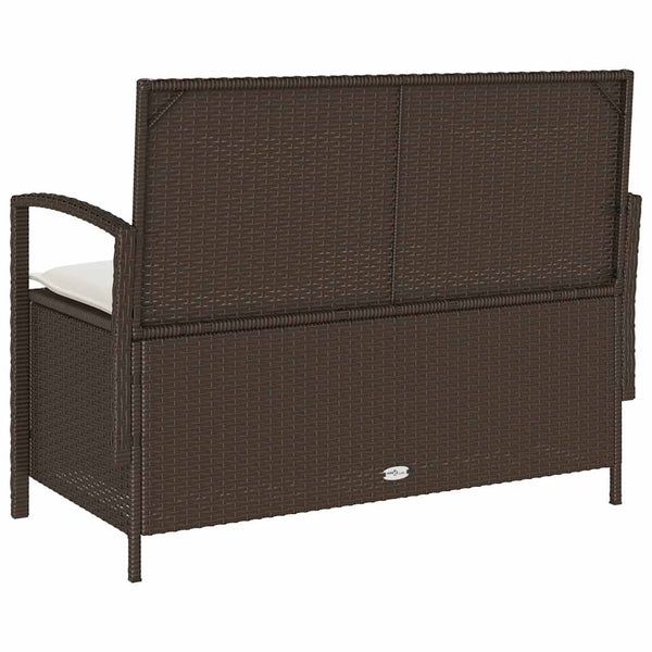 Gartenbank Braun Poly Rattan mit Stauraum