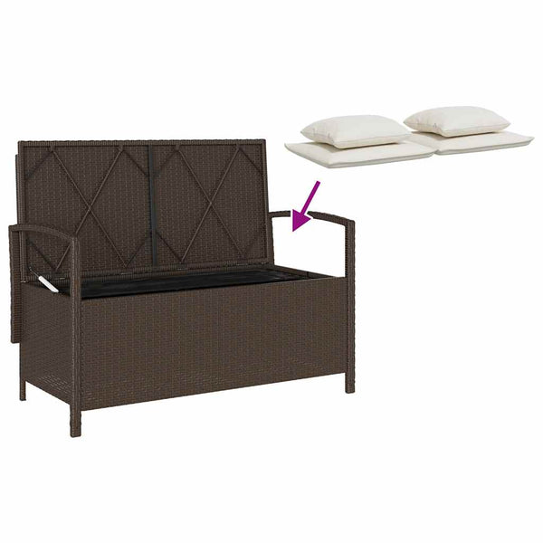 Gartenbank Braun Poly Rattan mit Stauraum