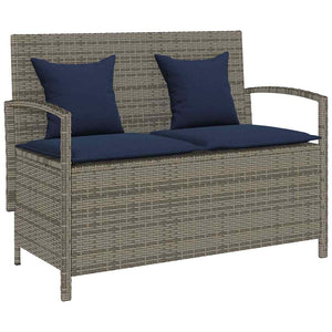 Gartenbank Grau Poly Rattan mit Stauraum