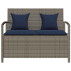 Gartenbank Grau Poly Rattan mit Stauraum