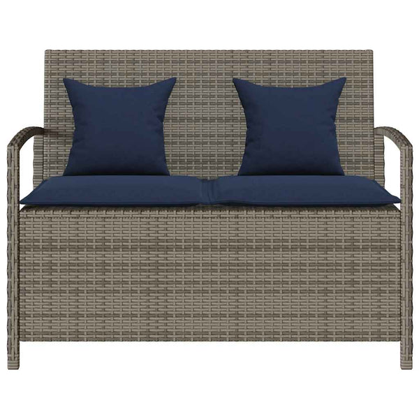 Gartenbank Grau Poly Rattan mit Stauraum