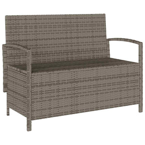 Gartenbank Grau Poly Rattan mit Stauraum