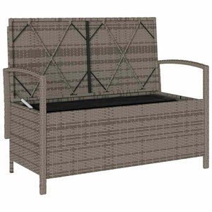 Gartenbank Grau Poly Rattan mit Stauraum