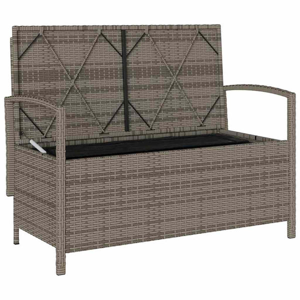 Gartenbank Grau Poly Rattan mit Stauraum