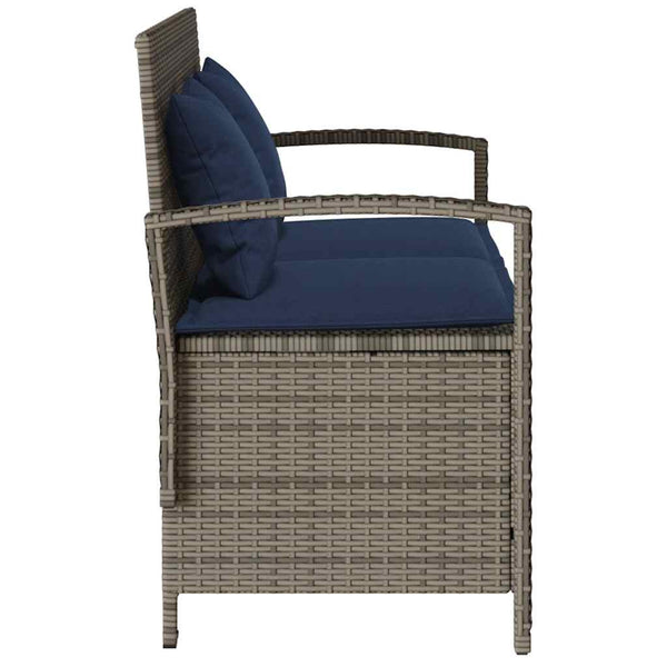 Gartenbank Grau Poly Rattan mit Stauraum