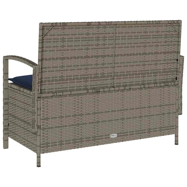 Gartenbank Grau Poly Rattan mit Stauraum