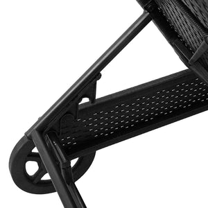 Schwarze Poly Rattan Sonnenliege mit Rollen