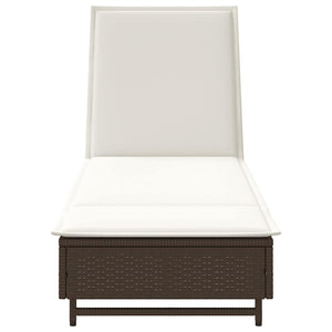 Sonnenliege Braun Poly Rattan mit Rädern
