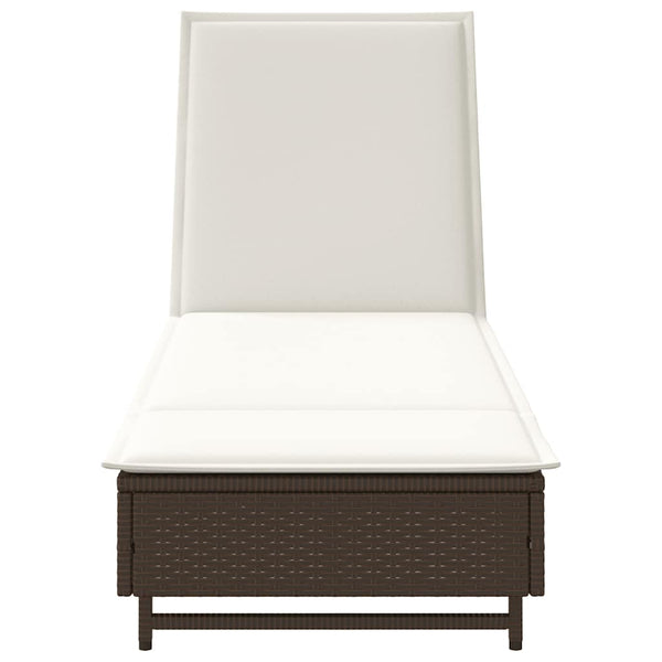 Sonnenliege Braun Poly Rattan mit Rädern