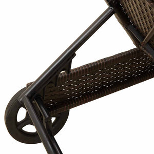Sonnenliege Braun Poly Rattan mit Rädern