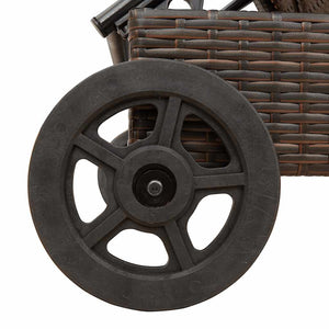 Sonnenliege Braun Poly Rattan mit Rädern