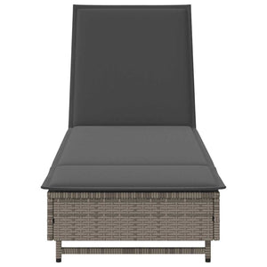 Sonnenliege Grau Poly Rattan mit Rollen