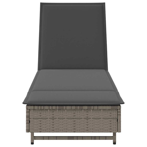Sonnenliege Grau Poly Rattan mit Rollen