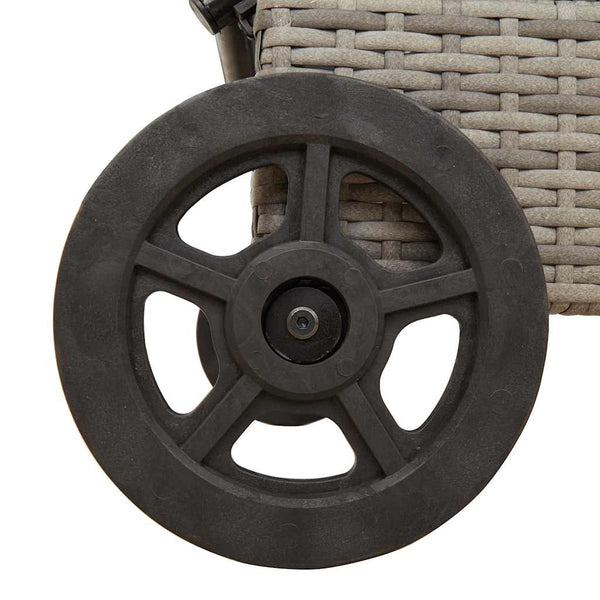Sonnenliege Grau Poly Rattan mit Rollen