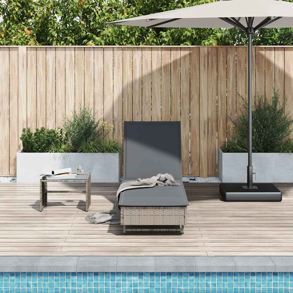 Sonnenliege Grau Poly Rattan mit Rollen
