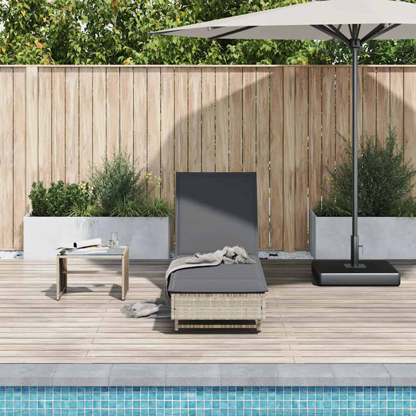 Sonnenliege Poly Rattan mit Rädern Hellgrau