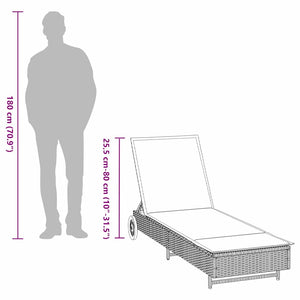 Sonnenliege Poly Rattan mit Rädern Hellgrau