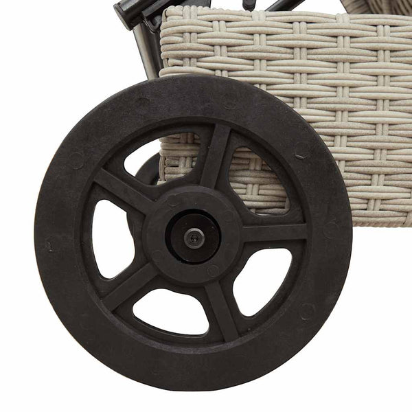 Sonnenliege Poly Rattan mit Rädern Hellgrau