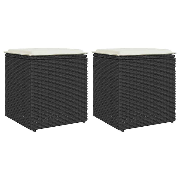 Gartenhocker mit Kissen, 2er Set, Schwarz