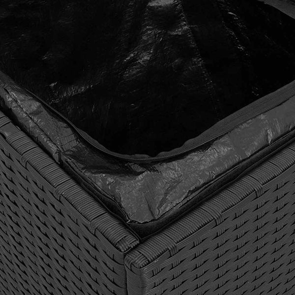 Gartenhocker mit Kissen, 2er Set, Schwarz