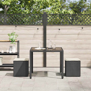 Gartenhocker mit Kissen, 2er Set, Schwarz