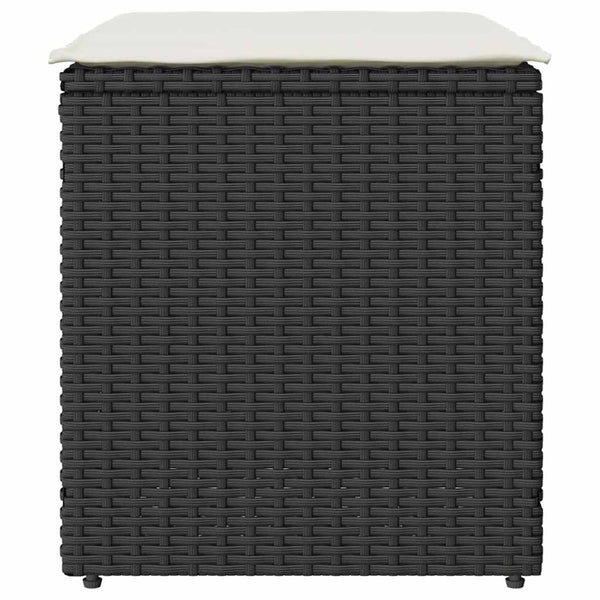 Gartenhocker mit Kissen, 2er Set, Schwarz